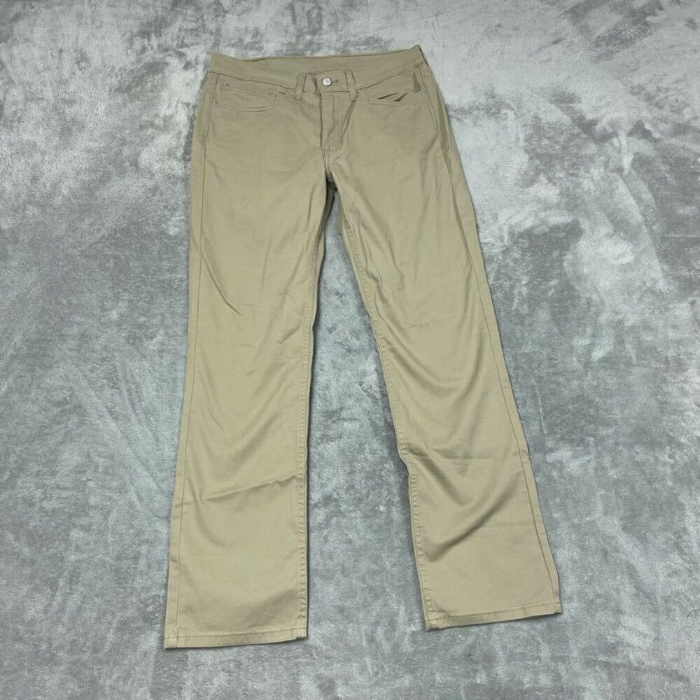Levis Mens 514 Straight Fit Khaki Pants W34 L32 Beige 98% Cotton a1239